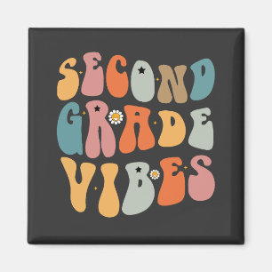 Second Grade Vibes Back To School Groovy School Magnet