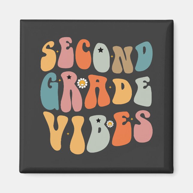 Second Grade Vibes Back To School Groovy School  Magnet (Front)
