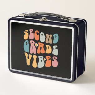 Second Grade Vibes Back To School Groovy School Metal Lunch Box