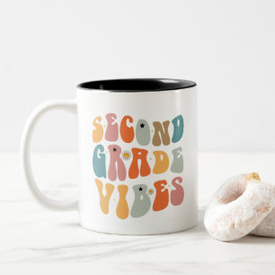 Second Grade Vibes Back To School Groovy School  Two-Tone Coffee Mug