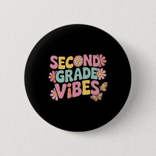 Second Grade Vibes Back To School Teacher Kids Boy 6 Cm Round Badge