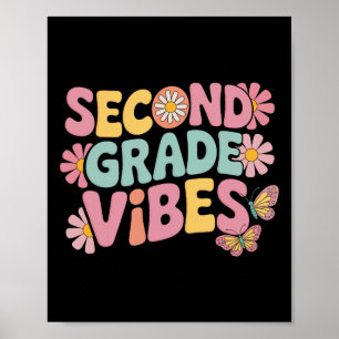 Second Grade Vibes Back To School Teacher Kids Boy Poster