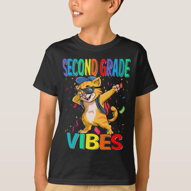 Second Grade Vibes Cat Back To School T-Shirt (Front)