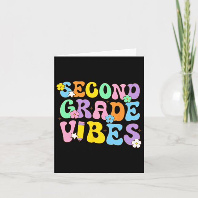 Second Grade Vibes Ck To School Retro 2nd Grade Te Card (Front)