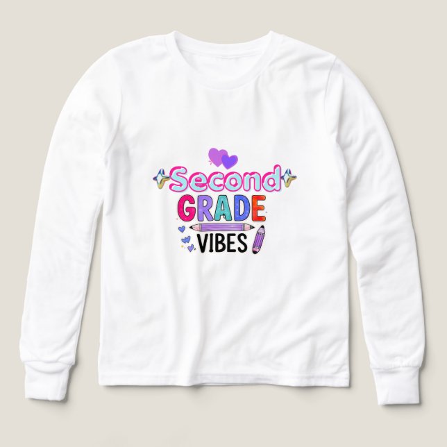 Second Grade Vibes Cute Back to School Girls (Design Front)