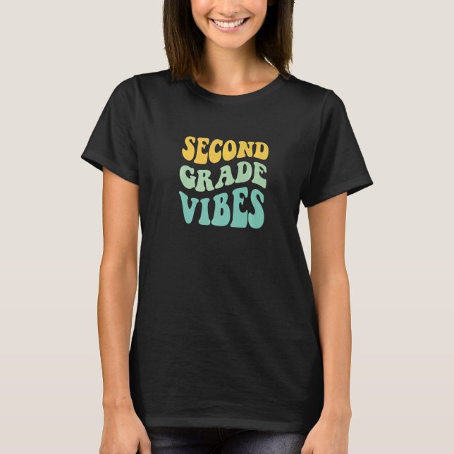Second Grade Vibes Groovy Back To School T-Shirt (Front)