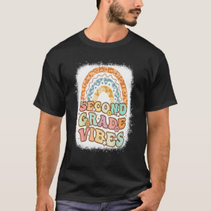 Second Grade Vibes Rainbow Bleached Retro 1st Day T-Shirt