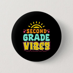Second Grade Vibes Teacher Student 2nd Grade Back  6 Cm Round Badge