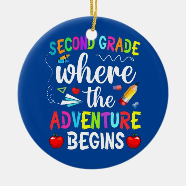 Second Grade Where The Adventure Begins Kinder Ceramic Tree Decoration (Front)