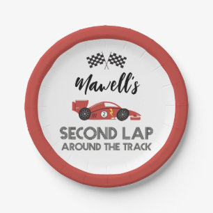Second Lap Around the Track Race Car Birthday Paper Plate