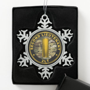 Second Lieutenant 2LT Snowflake Pewter Christmas Ornament