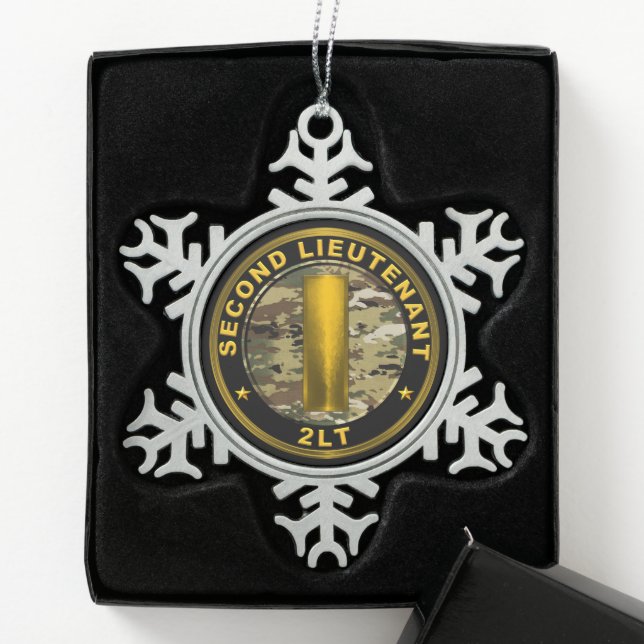 Second Lieutenant 2LT  Snowflake Pewter Christmas Ornament (Box)