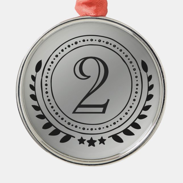 Second Place Honour Silver Medal on Silver Gradien Metal Tree Decoration (Front)