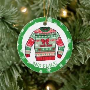 Second Place Ugly Sweater Winner Christmas Ceramic Tree Decoration