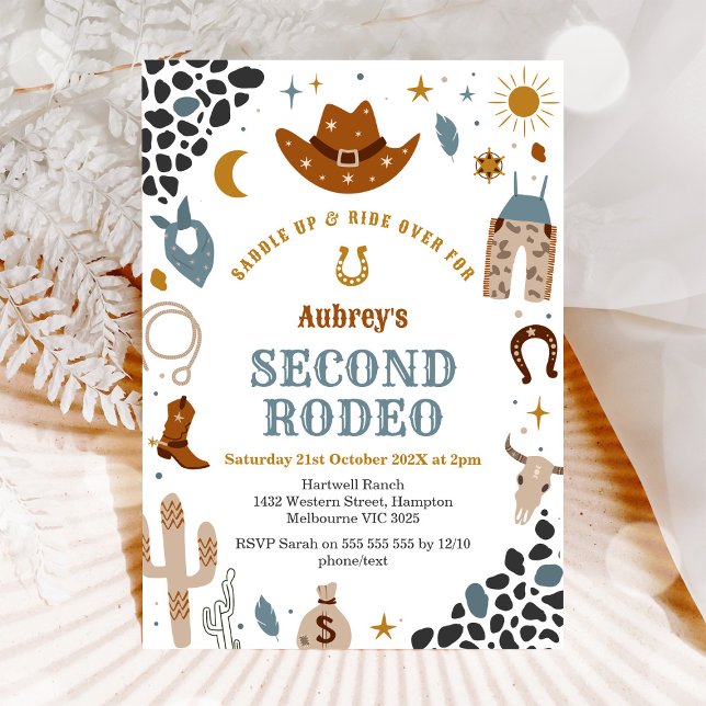 Second Rodeo Cowboy Western 2nd Birthday Invitation (Creator Uploaded)