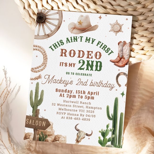 Second Rodeo Cowboy Wild West Birthday Invitation  (Creator Uploaded)