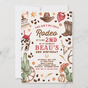 Second Rodeo Cowboy Wild West Birthday Party Invitation