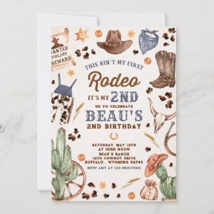 Second Rodeo Cowboy Wild West Birthday Party Invitation