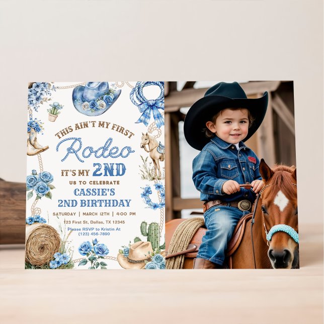 Second Rodeo Cowboy Wild West Birthday Party Invitation (Creator Uploaded)