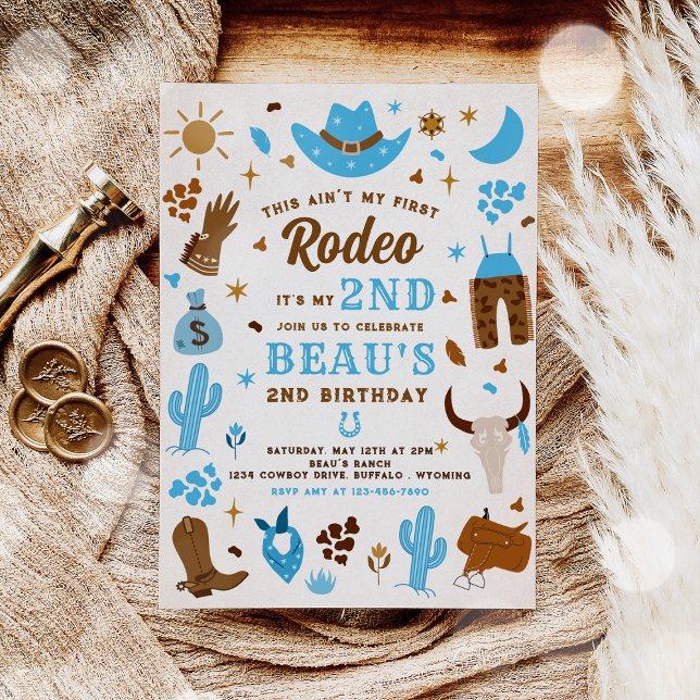 Second Rodeo Cowboy Wild West Birthday Party Invitation (Creator Uploaded)