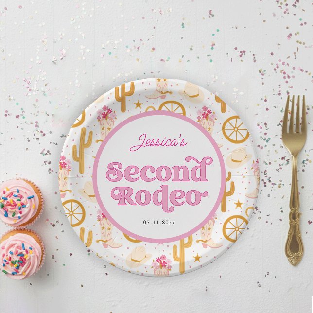 Second Rodeo Cowgirl 2nd Birthday Paper Plate (Creator Uploaded)