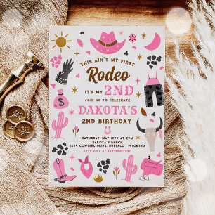 Second Rodeo Cowgirl Wild West Birthday Party Invitation
