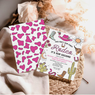 Second Rodeo Pink Western 2nd Birthday Invitation