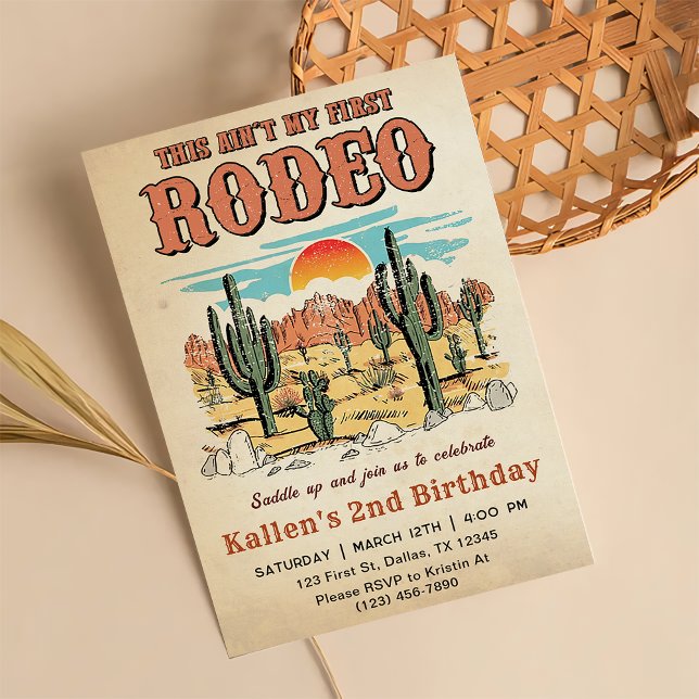 Second Rodeo Western Cowboy 2nd Birthday Invitatio Invitation (Creator Uploaded)