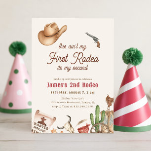 Second Rodeo Western Cowboy 2nd Birthday Invitation
