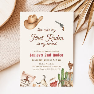 Second Rodeo Western Cowboy 2nd Birthday Invitation
