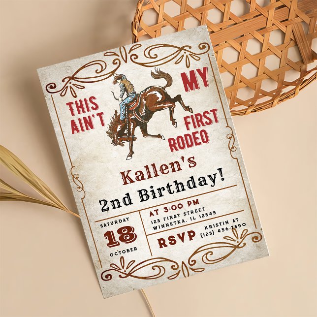 Second Rodeo Western Cowboy 2nd Birthday Invitation (Creator Uploaded)