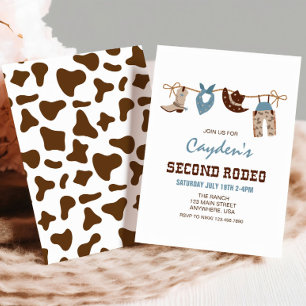 Second Rodeo Western Cowboy 2nd Birthday Invitation
