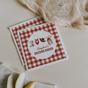 Second Rodeo Western Cowboy 2nd Birthday Napkin