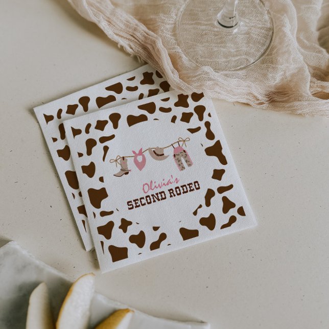 Second Rodeo Western Cowboy 2nd Birthday Napkin (Creator Uploaded)