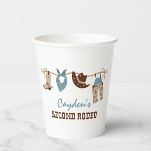 Second Rodeo Western Cowboy 2nd Birthday Paper Cups