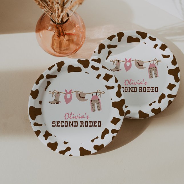 Second Rodeo Western Cowboy 2nd Birthday Paper Plate (Creator Uploaded)