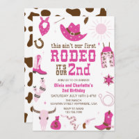 Second Rodeo Western Cowgirl 2nd Birthday Invitati