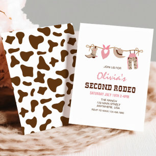 Second Rodeo Western Cowgirl 2nd Birthday Invitation