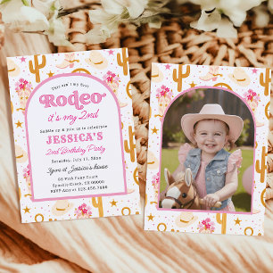 Second Rodeo Western Cowgirl Photo 2nd Birthday Invitation