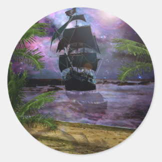 Second star to the right classic round sticker