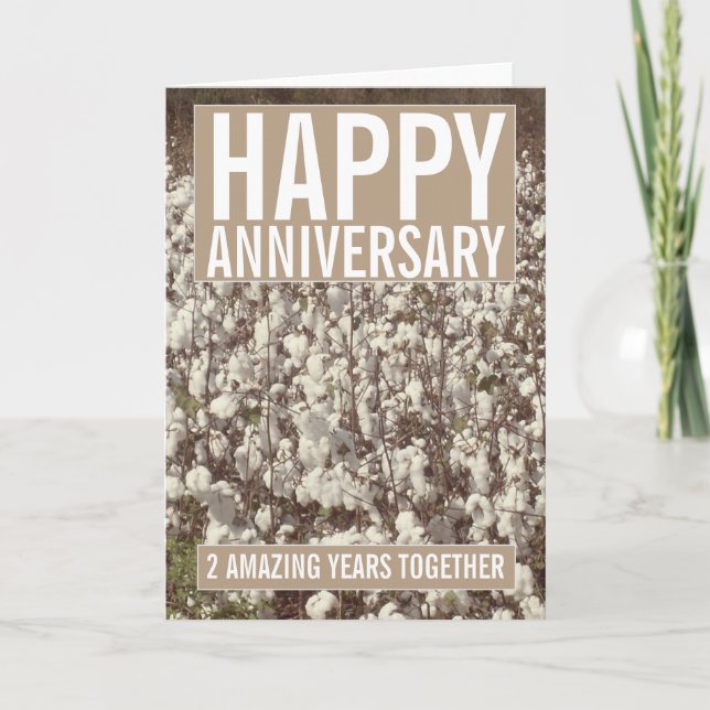 Second Wedding Anniversary Cotton Greeting Card (Front)