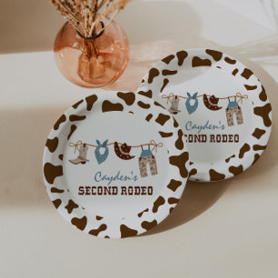 SecondRodeo Western Cowboy 2nd Birthday Paper Plat Paper Plate