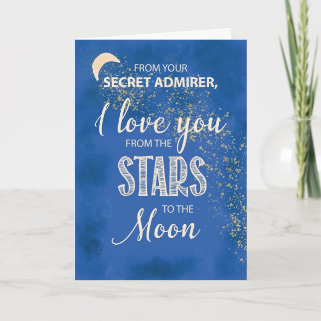Secret Admirer, Love From Stars to Moon Night Sky Card (Front)