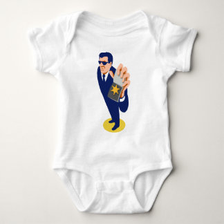 secret agent showing id badge retro baby bodysuit