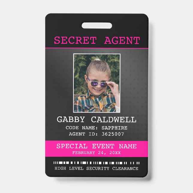 Secret Agent Spy Badge ID Badge (Front)