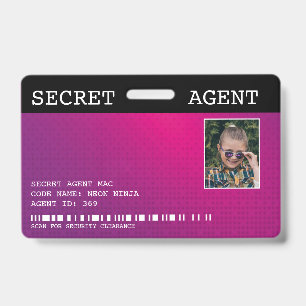 Secret Agent Spy Badge - PINK ID Badge