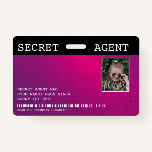 Secret Agent Spy Badge - PINK ID Badge