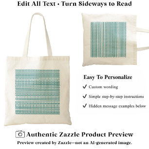 Secret Alphabet Pattern, Add A Message Teal Tote Bag