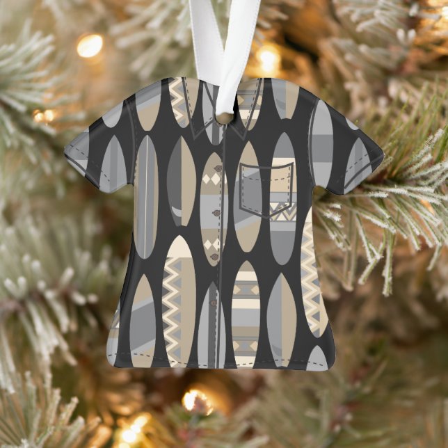 Secret Beach Hawaiian Surfboards Aloha Shirt- Grey Ornament (Tree)