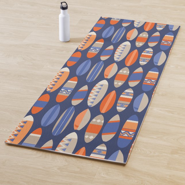 Secret Beach Hawaiian Surfboards - Blue and Orange Yoga Mat (In Situ)